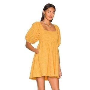 NEW Free People Violet Minidress Puff Sleeve Textured Babydoll Mini- Size S